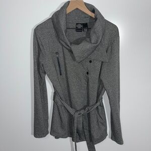 Harley-Davidson Grey Asymmetric Cowl Neck Belted Cardigan Size XL